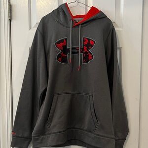 Under Armour Men's Charcoal and Crimson Hoodie